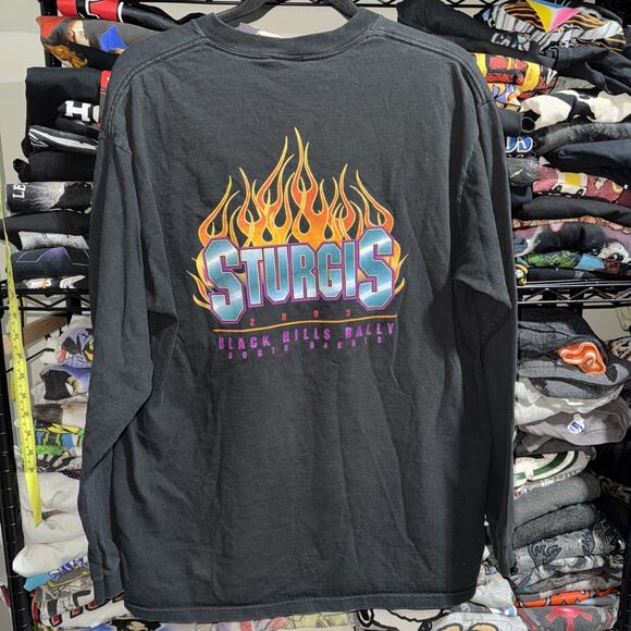 Vintage 2003 Sturgis Black Hills Flaming Eagle Longsleeve Shirt Size Large - Picture 4 of 5